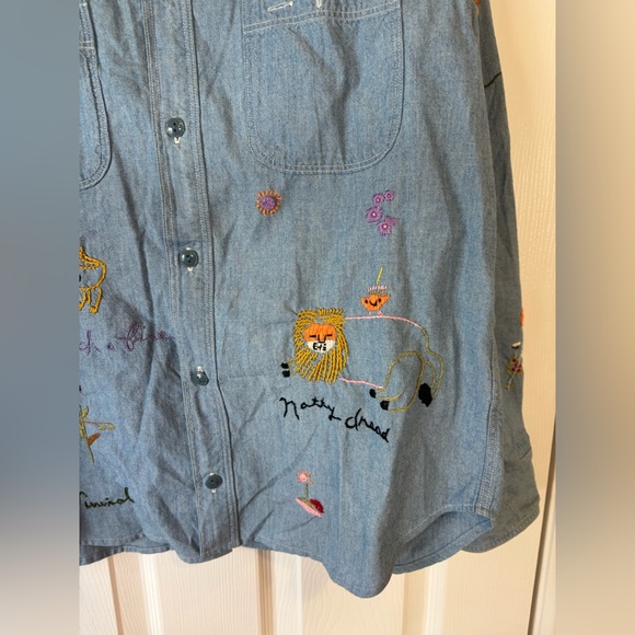 KAPITAL - Bob Marley Embroidered Cotton-Chambray Shirt - Light blue size medium - Picture 10 of 14